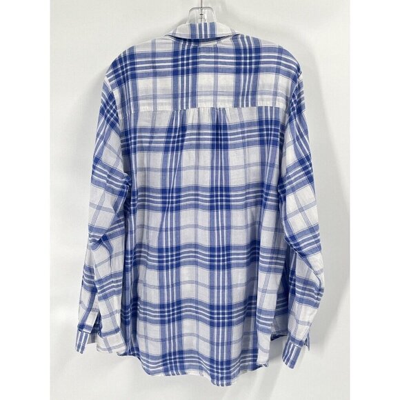 Lord and Taylor White Blue Plaid Button Down Cotton Shirt Collar Sz 2X - Picture 5 of 5